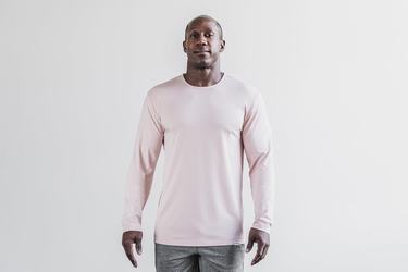 Nobull Lightweight Men's Long Sleeves Rose | Australia (BF9146)